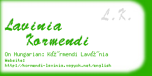 lavinia kormendi business card